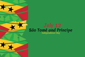 July 12, Independence day of S&atilde;o Tom&eacute; and Pr&iacute;ncipe vector illustration. Suitable for greeting card, poster and banner. 