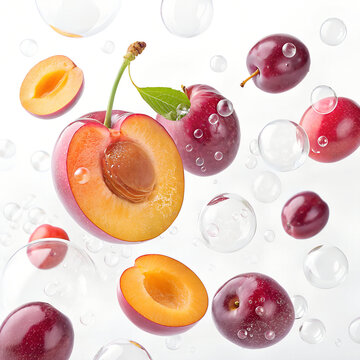 Many  java plum,backround white,bubble effect
