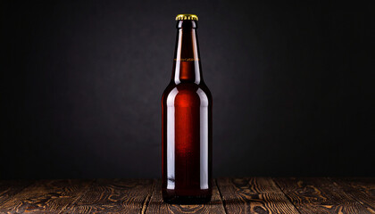 Craft Beer Bottle on Dark Background with Moody Lighting – Premium Alcohol Beverage Concept

