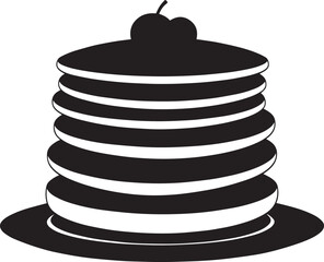 Delicious Breakfast Pancake Silhouette in Black | Flat Food Illustration Vector Format