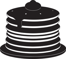 Delicious Breakfast Pancake Silhouette in Black | Flat Food Illustration Vector Format