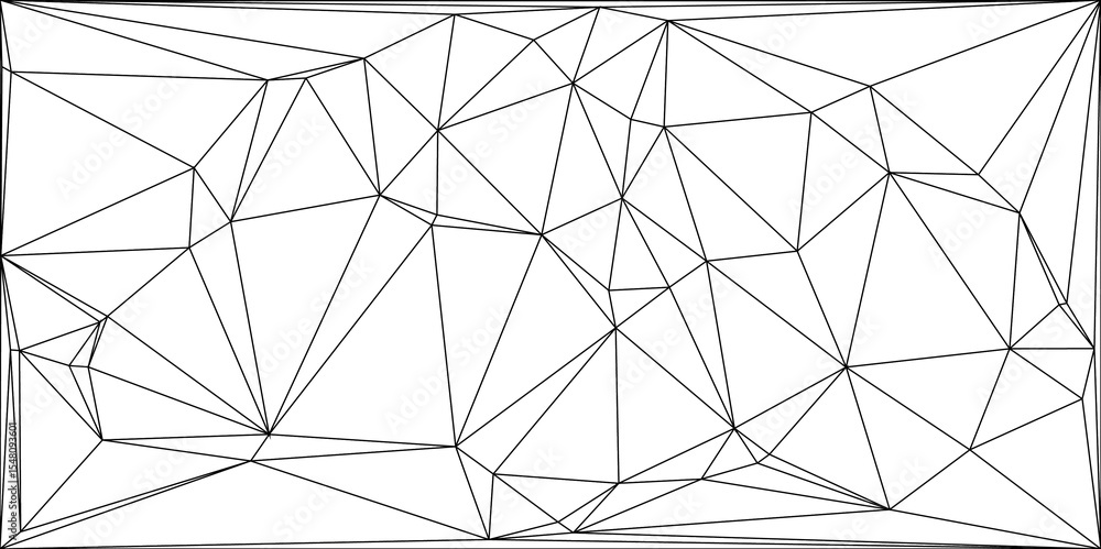 Poster abstract geometric background featuring an irregular network of black polygonal lines. low-poly, wir