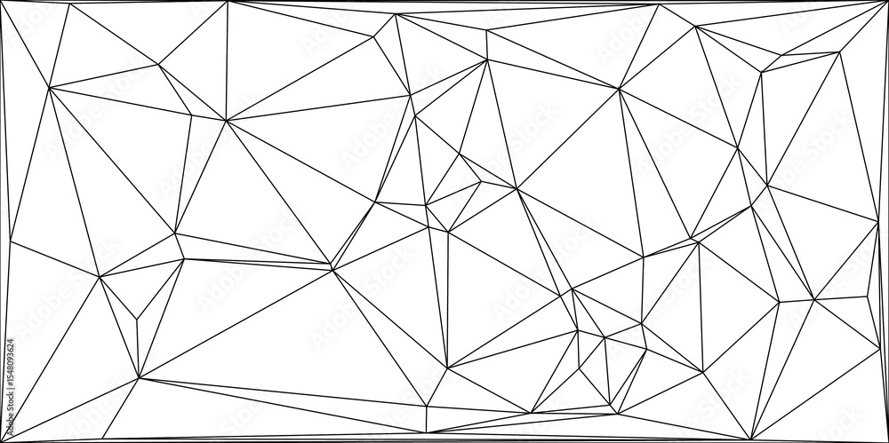 Poster abstract geometric background featuring an irregular network of black polygonal lines. low-poly, wir