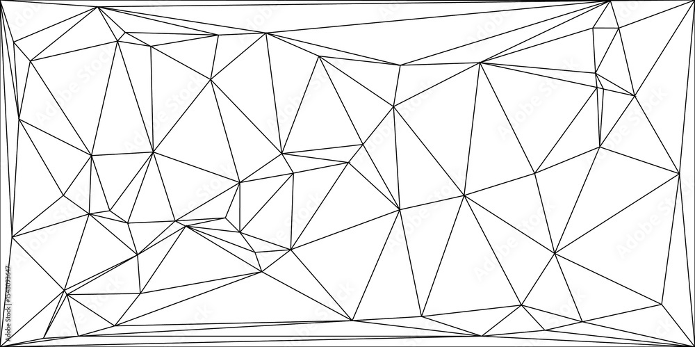Poster abstract geometric background featuring an irregular network of black polygonal lines. low-poly, wir