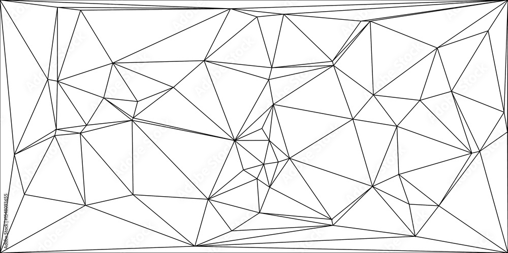 Poster abstract geometric background featuring an irregular network of black polygonal lines. low-poly, wir