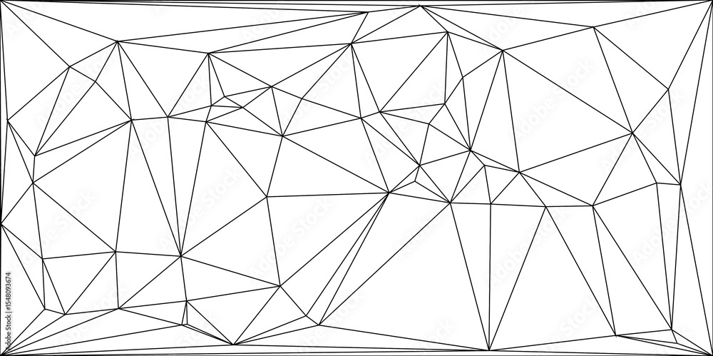 Poster abstract geometric background featuring an irregular network of black polygonal lines. low-poly, wir