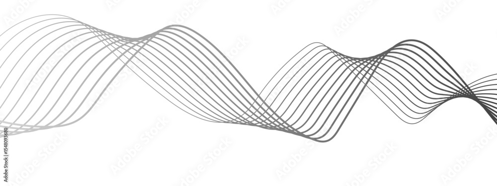 Poster abstract minimalist wave background with smooth, monochrome black curved lines forming a flowing sin