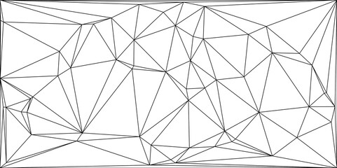 Obraz premium Abstract geometric background featuring an irregular network of black polygonal lines. Low-poly, wireframe mesh pattern with an organic, irregular grid structure. Minimalist, modern, and tech-inspired