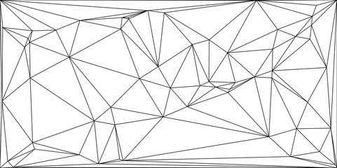 Obraz premium Abstract geometric background featuring an irregular network of black polygonal lines. Low-poly, wireframe mesh pattern with an organic, irregular grid structure. Minimalist, modern, and tech-inspired