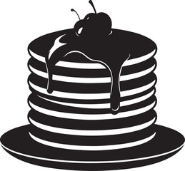 Delicious Breakfast Pancake Silhouette in Black | Flat Food Illustration Vector Format