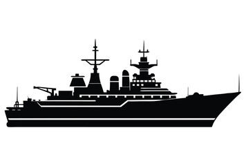 Warship silhouette vector simple icon flat design military battleship naval vessel