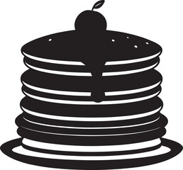 Delicious Breakfast Pancake Silhouette in Black | Flat Food Illustration Vector Format
