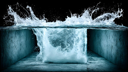 cube made of water droplets maintaining form in zero gravity environment