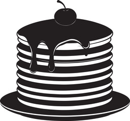 Delicious Breakfast Pancake Silhouette in Black | Flat Food Illustration Vector Format