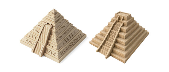 Minimalist 3D Pyramid with Staircase on a Transparent Background