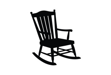 Wooden rocking chair silhouette simple icon flat design vector illustration modern furniture