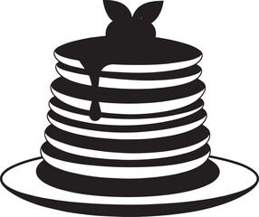 Delicious Breakfast Pancake Silhouette in Black | Flat Food Illustration Vector Format