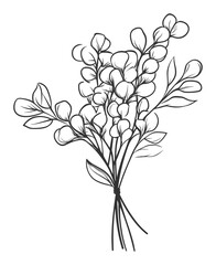 Minimalist Hand Drawn Floral Bouquet Line Art Illustration
