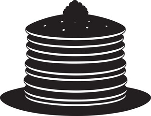 Delicious Breakfast Pancake Silhouette in Black | Flat Food Illustration Vector Format
