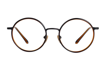 Vintage round eyeglasses isolated on transparent background