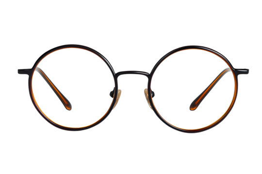 Vintage round eyeglasses isolated on transparent background