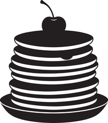 Delicious Breakfast Pancake Silhouette in Black | Flat Food Illustration Vector Format