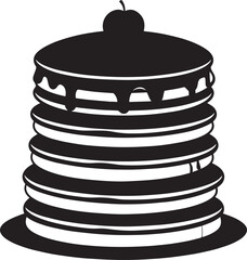 Delicious Breakfast Pancake Silhouette in Black | Flat Food Illustration Vector Format