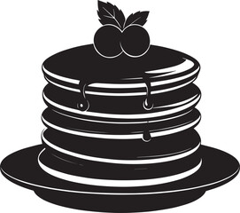Delicious Breakfast Pancake Silhouette in Black | Flat Food Illustration Vector Format