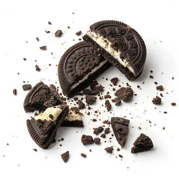 Crushed Oreos. isolated on a white background