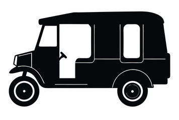 Fototapeta premium Auto rickshaw silhouette vector icon illustration in flat design style isolated