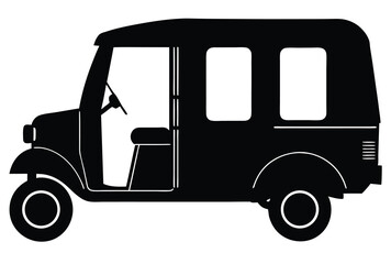 Fototapeta premium auto rickshaw silhouette vector graphic simple flat design perfect for transport icon set
