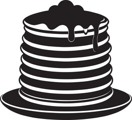 Delicious Breakfast Pancake Silhouette in Black | Flat Food Illustration Vector Format