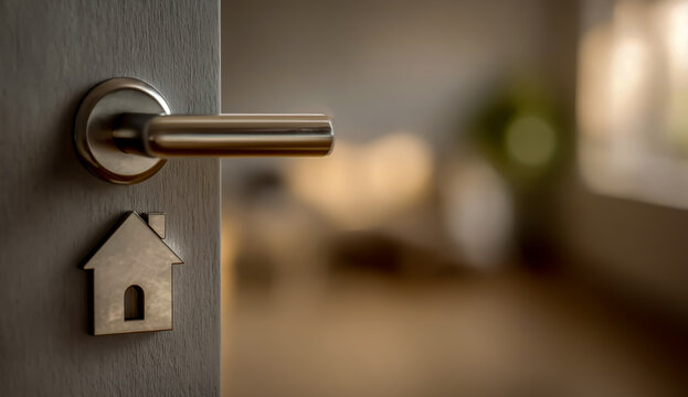 Open door home concept real estate property interior design house key new beginning opportunity welcome