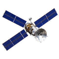 Modern Orbital Satellite with Intricate Technical Details, Cutout PNG for Aerospace Themes.