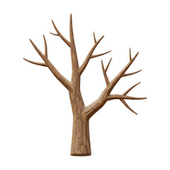 Bare Brown Tree Illustration on Transparent Background