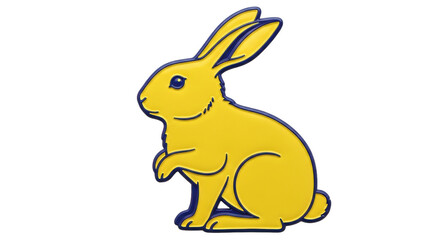 Isolated Yellow Easter Bunny Cartoon