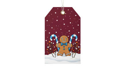 Isolated Christmas Tag with Gingerbread Man