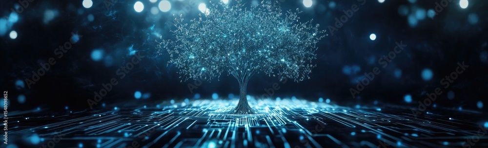 Poster digital tree of knowledge on a circuit board