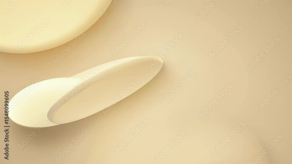 Poster creamy abstract animation featuring smooth rounded shapes with soft neutral tones on minimalist beig