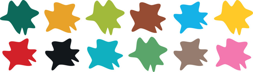 A Comprehensive Collection of Abstract Star and Flower Shapes Featuring Swiss, Bauhaus, and Brutalist Geometric Elements for Modern Poster and Banner Design