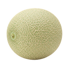 Pale Green Cantaloupe Melon with Textured Rind on Transparent