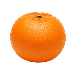 Single Ripe Orange Fruit with Smooth Textured Peel on Transparent