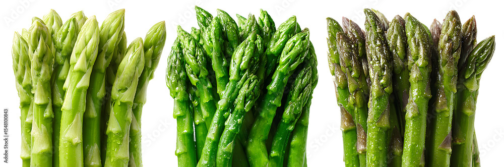 Aufkleber fresh green asparagus spears grouped in three clusters isolated on transparent background presented 