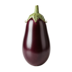 Ripe Dark Purple Eggplant Isolated on Transparent Background