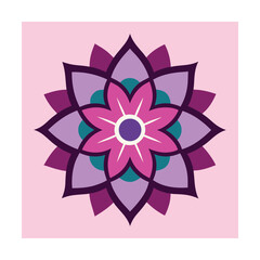 Pink purple mandala flower design art graphic
