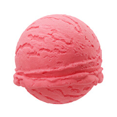 Pink Strawberry Ice Cream Scoop on Transparent Background