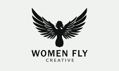 Abstract Winged Woman Silhouette, Women Fly Logo - Empowerment & Freedom Logo