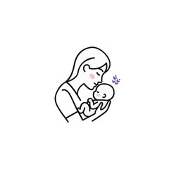 Obraz premium A tender moment of a mother cradling her newborn baby with love and affection.