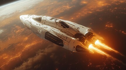 Spaceship Launching Through Asteroid Field in Deep Space