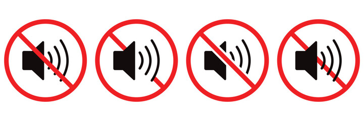 Mute and Silent Mode Icon Set – No Sound Speaker Symbol Collection